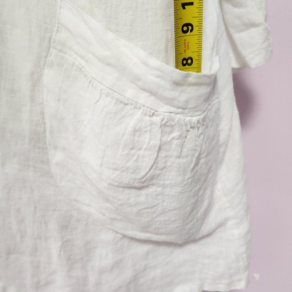 Elegant White Open-Front MARINA GIGLI Linen Cardigan - Picture 10 of 13